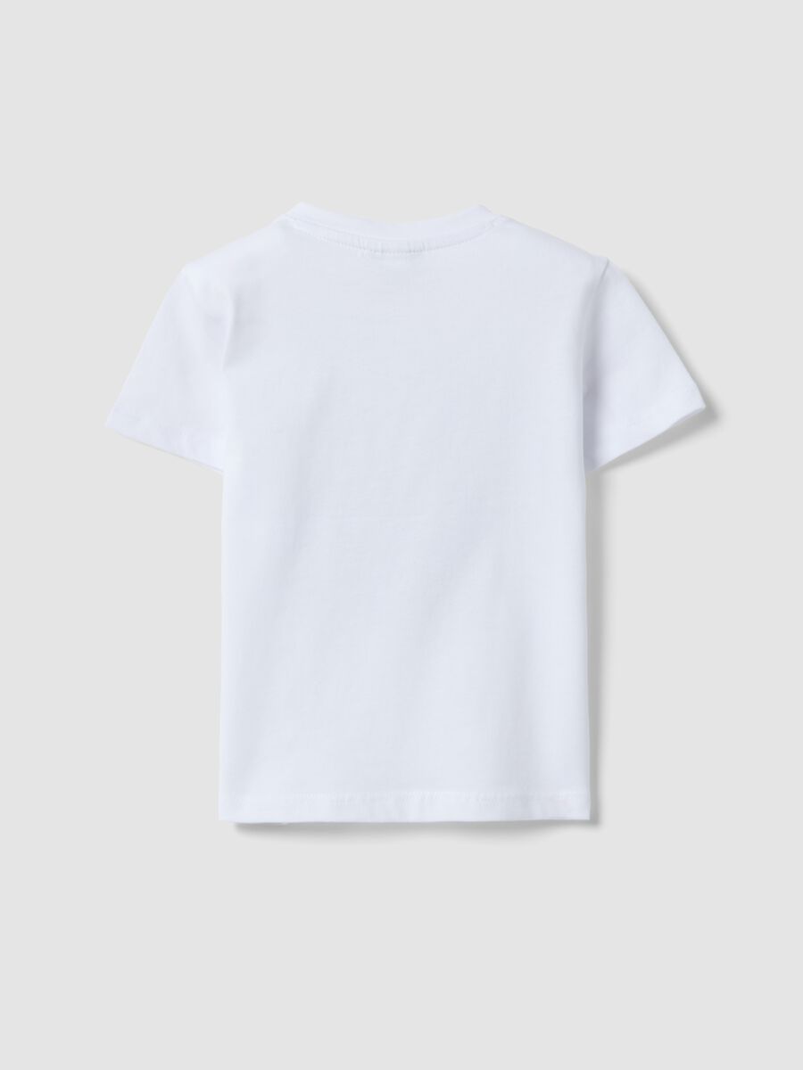 T-shirt bianca in puro cotone da bimbo regular fit con stampa marina_1