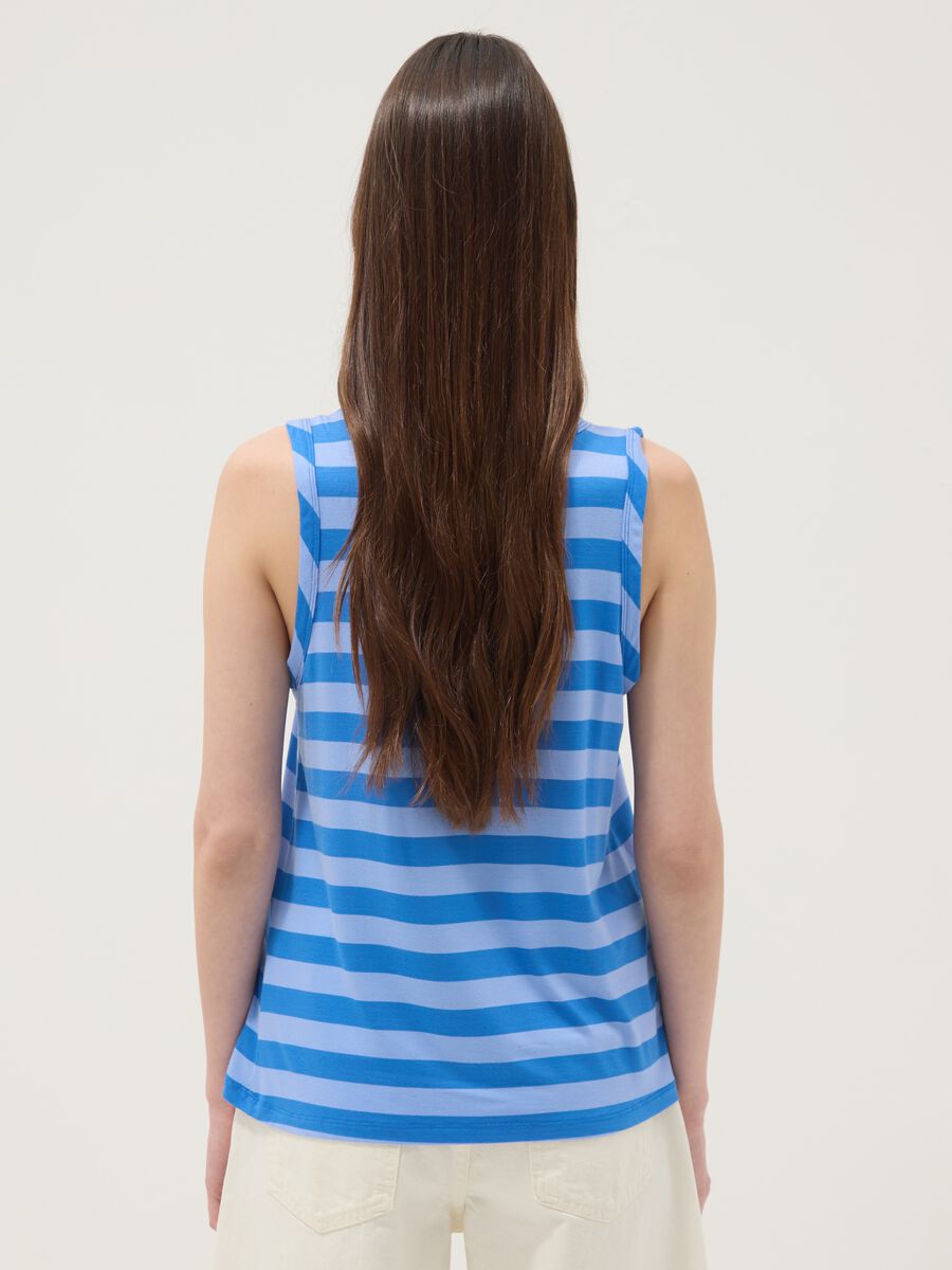 Blue striped stretch viscose tank top_3