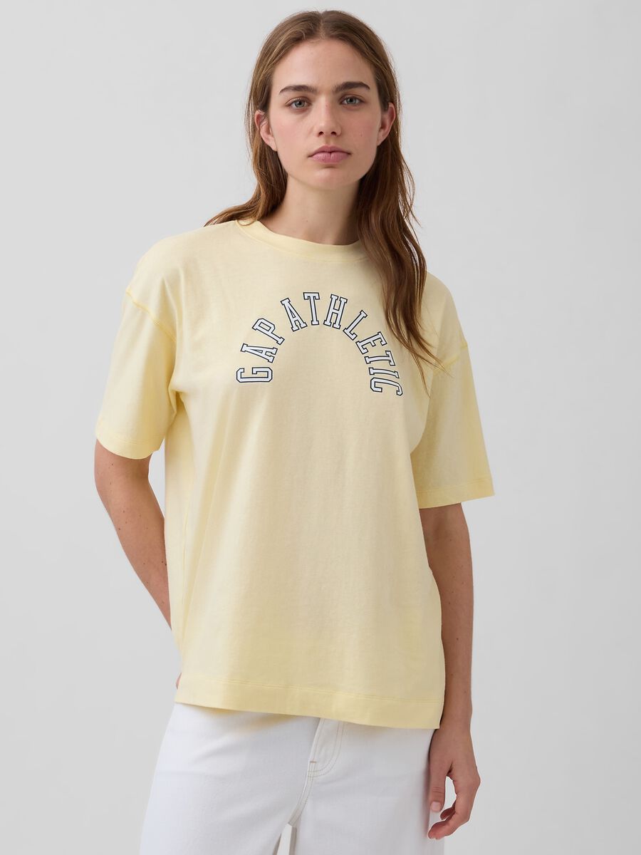 T-shirt a maniche corte in puro cotone con logo GAP_0
