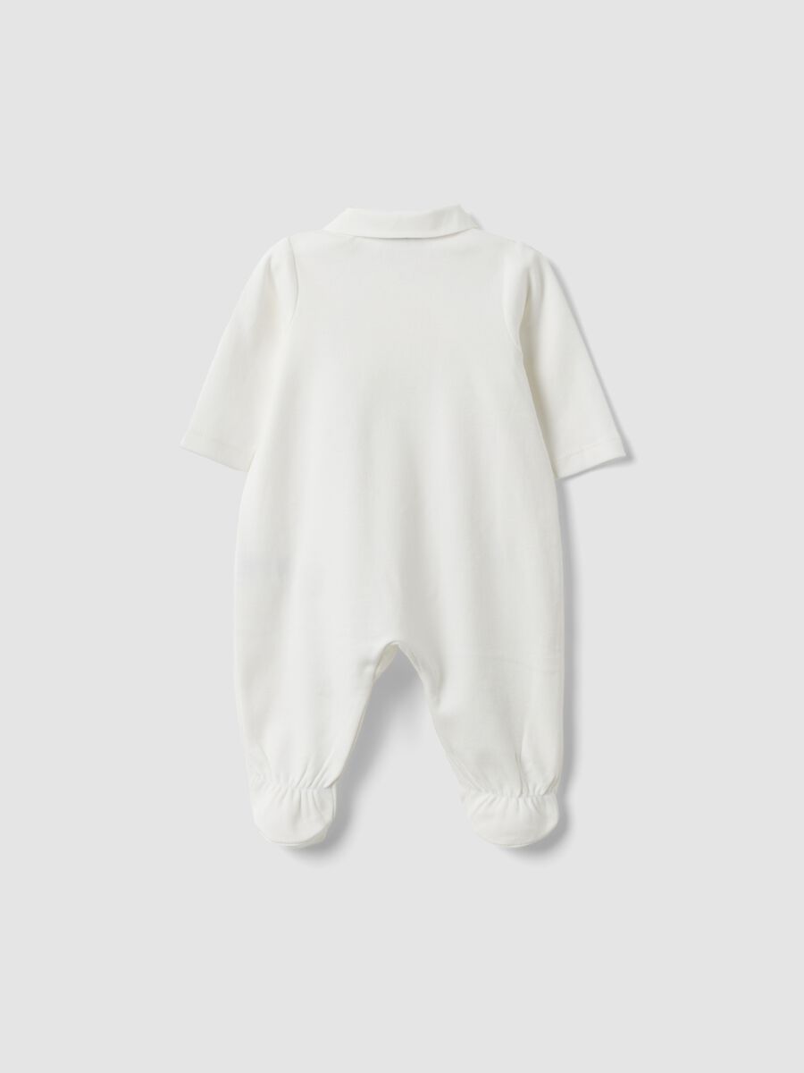 White pure organic cotton sleepsuit with built-in feet_1