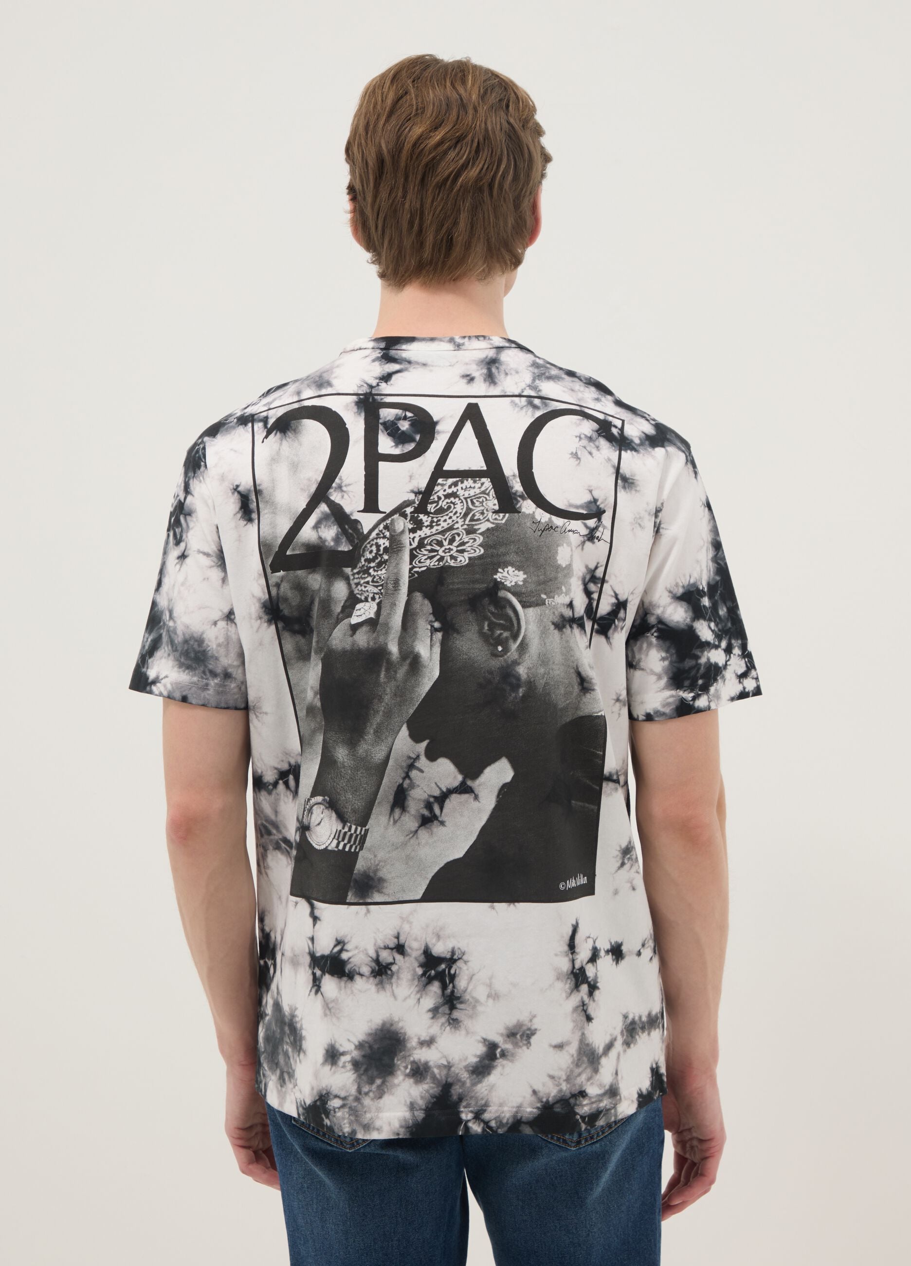 Multicolour pure cotton regular fit T-shirt with Tupac print