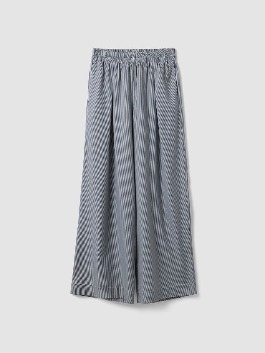 Blue striped palazzo trousers with elasticated waist_4