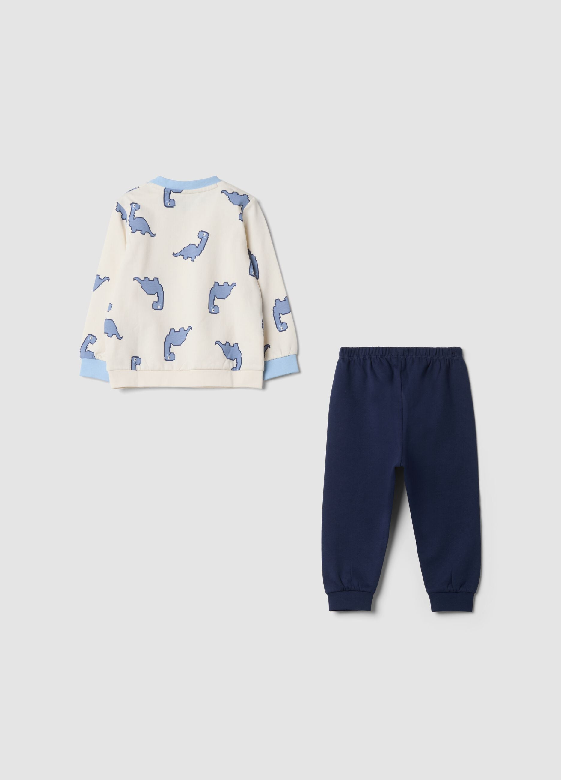 Blue organic cotton crew-neck pyjamas