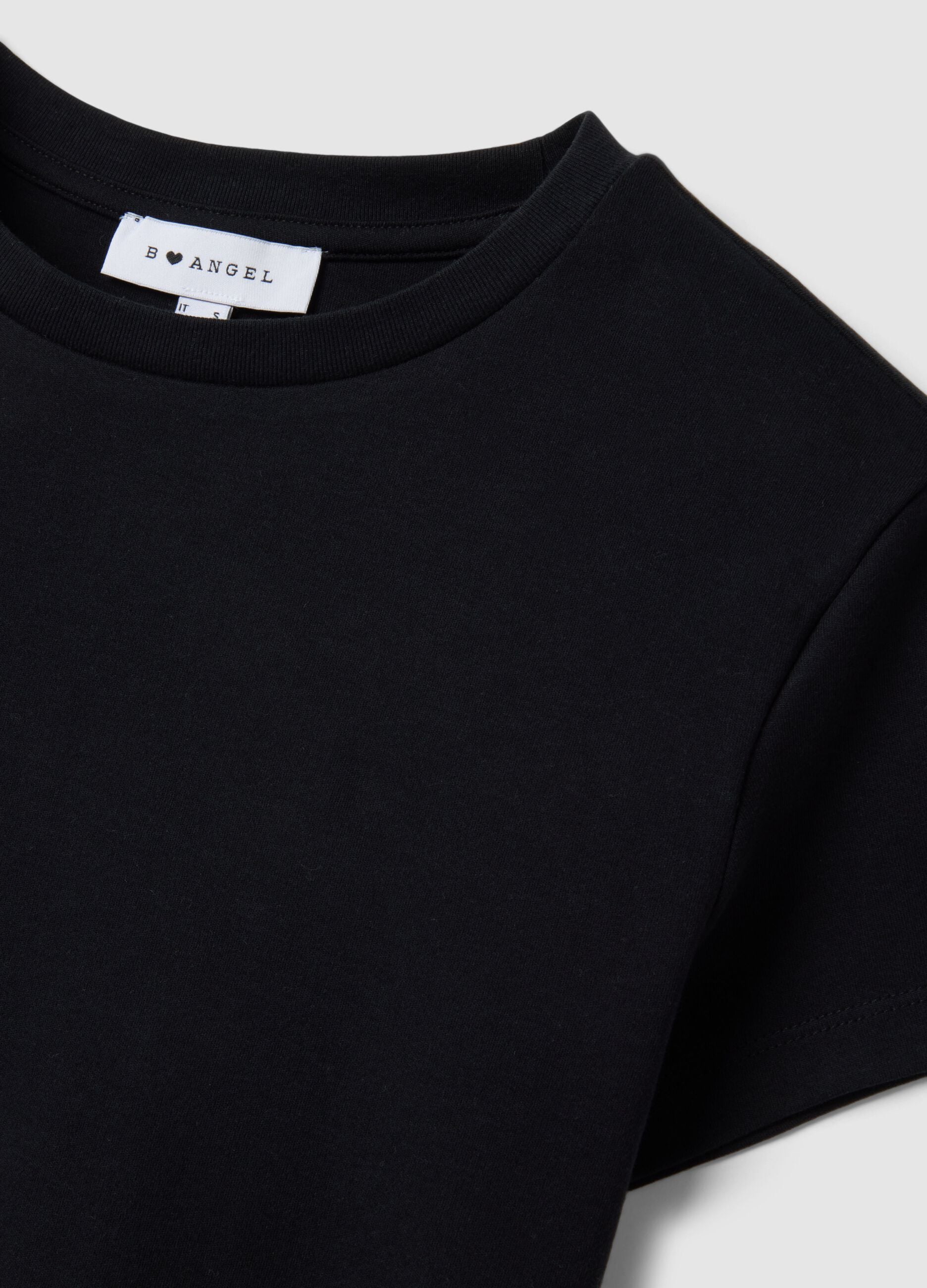 Black pure cotton regular fit T-shirt