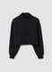 Black cropped cotton-blend fleece sweatshirt with crew neck_0