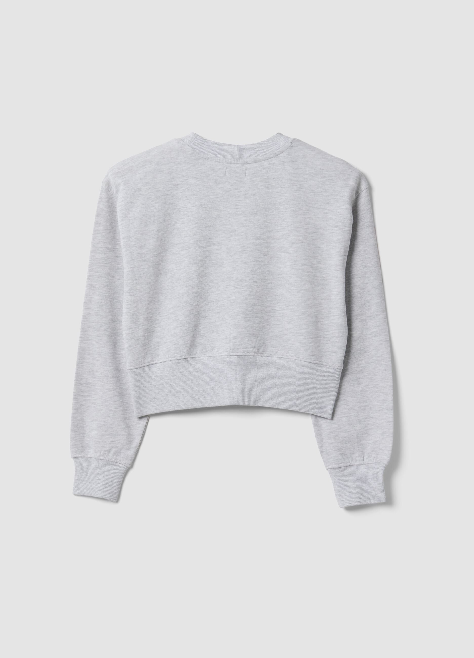 Grey sweatshirt in organic cotton and viscose blend with ribbed collar