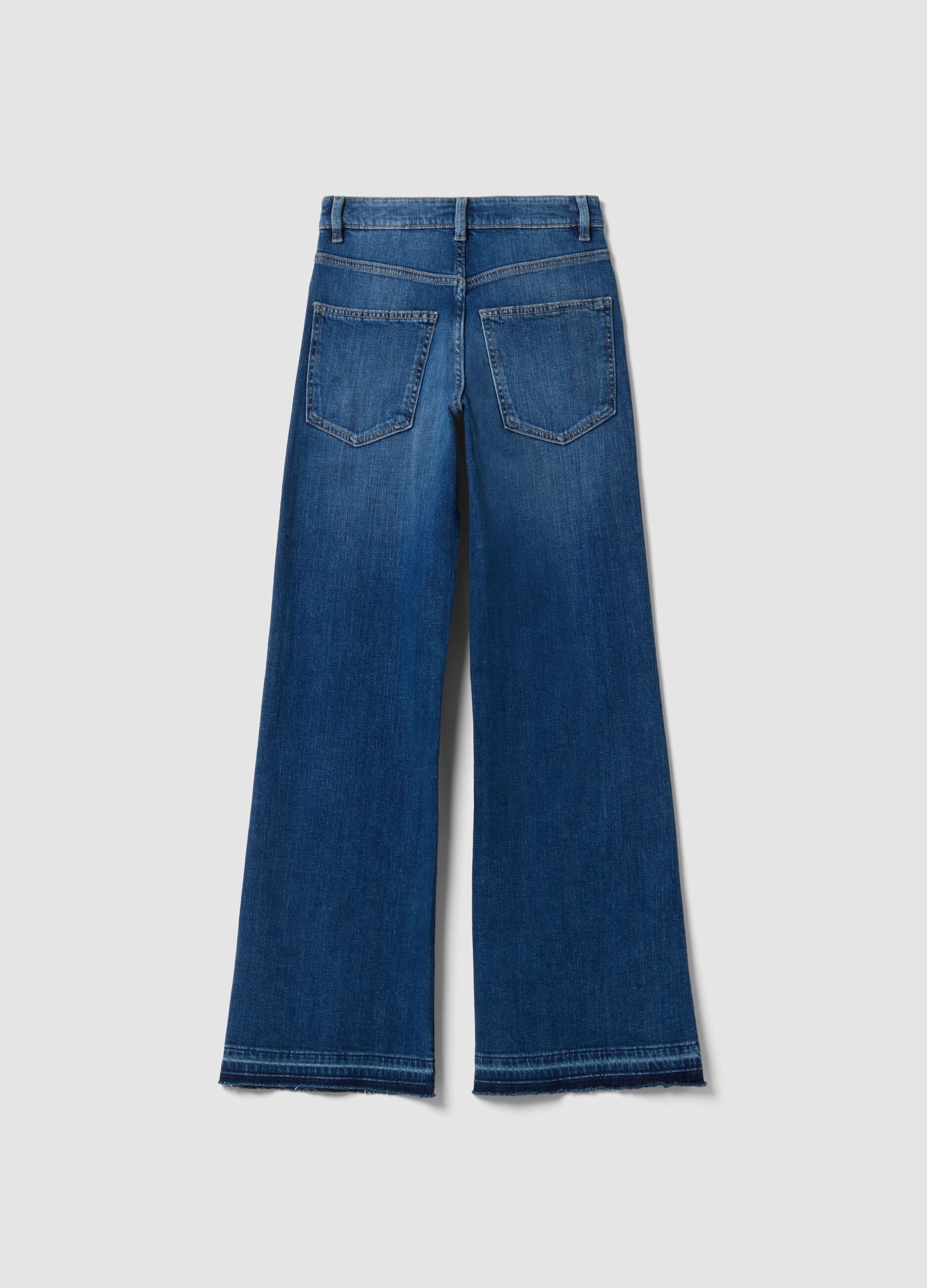 Blue wide-leg stretch cotton jeans