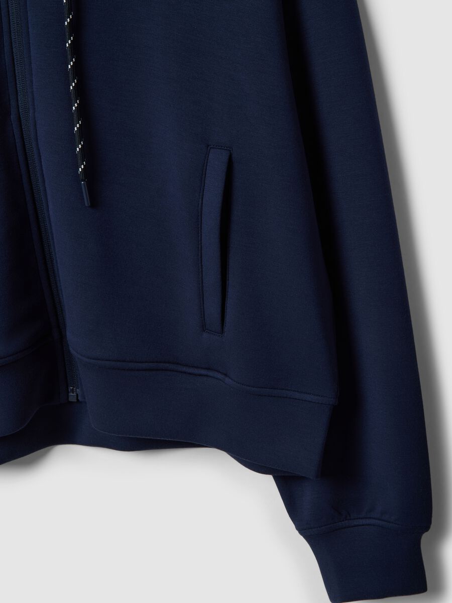 Felpa in misto modal blu regular fit con full zip_5