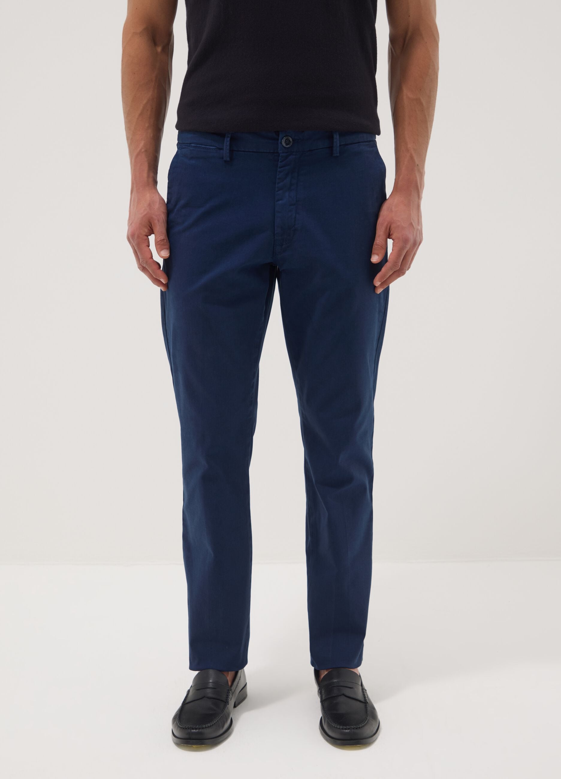Blue slim-fit stretch cotton chinos