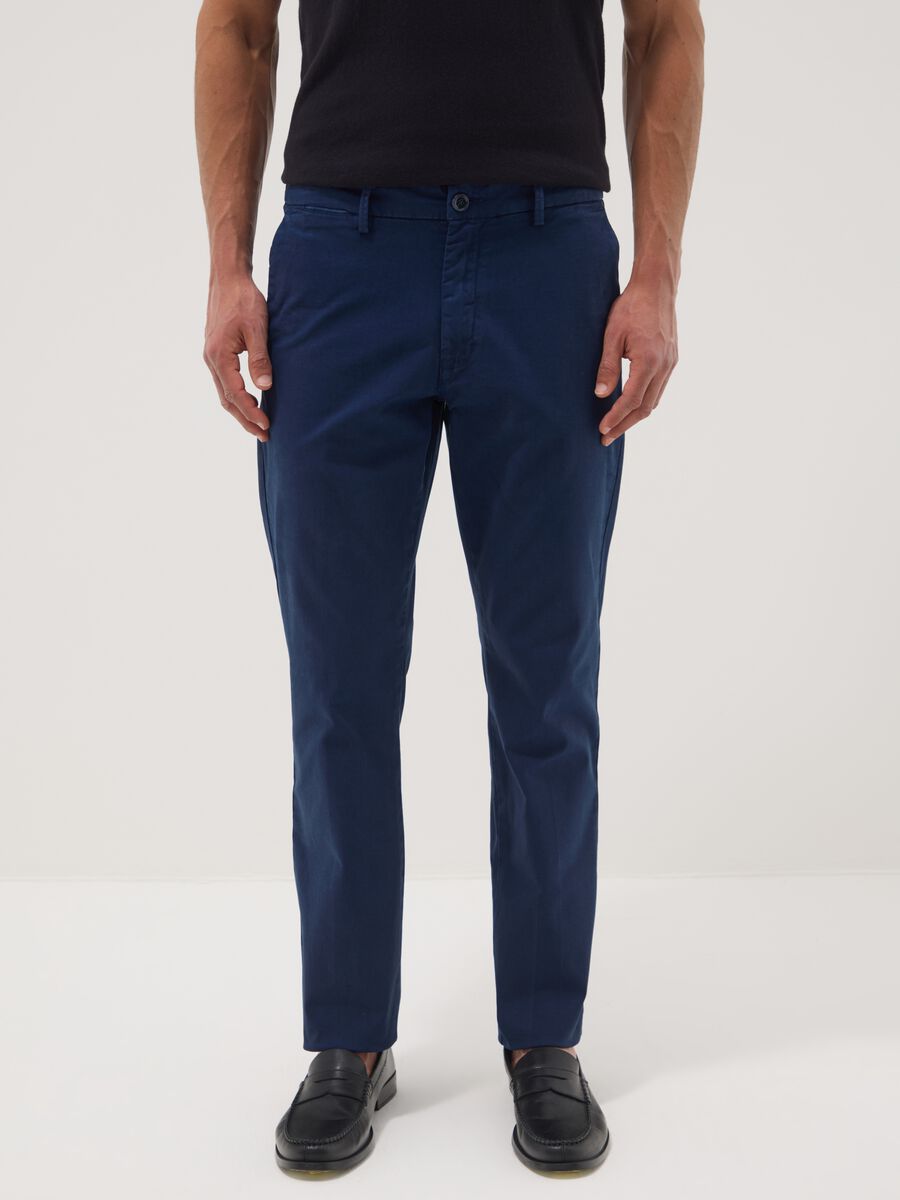 Blue slim-fit stretch cotton chinos_1