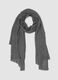 Grey wool-blend scarf with fringed edges_0