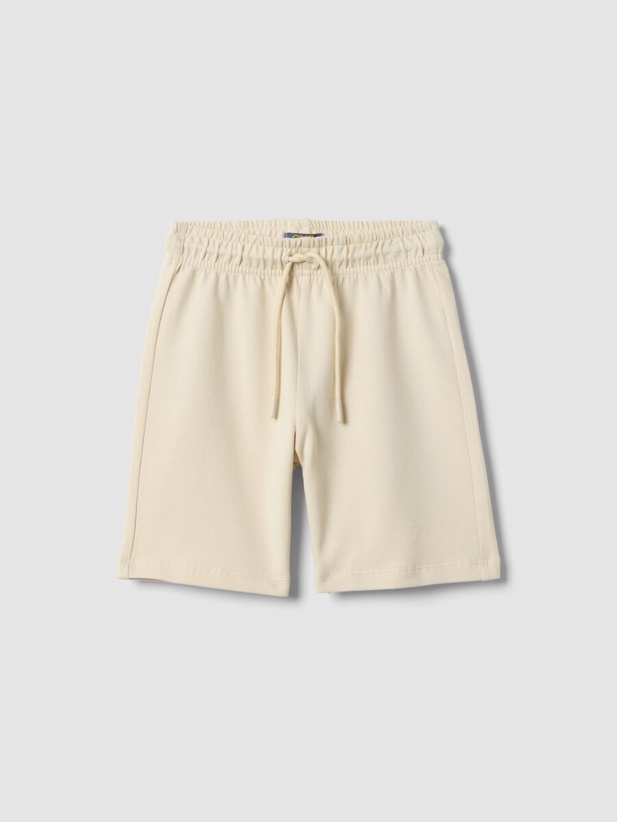 Regular fit beige pure cotton shorts for boys_0