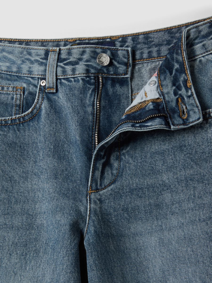 Jeans in puro cotone denim blu wide leg_6