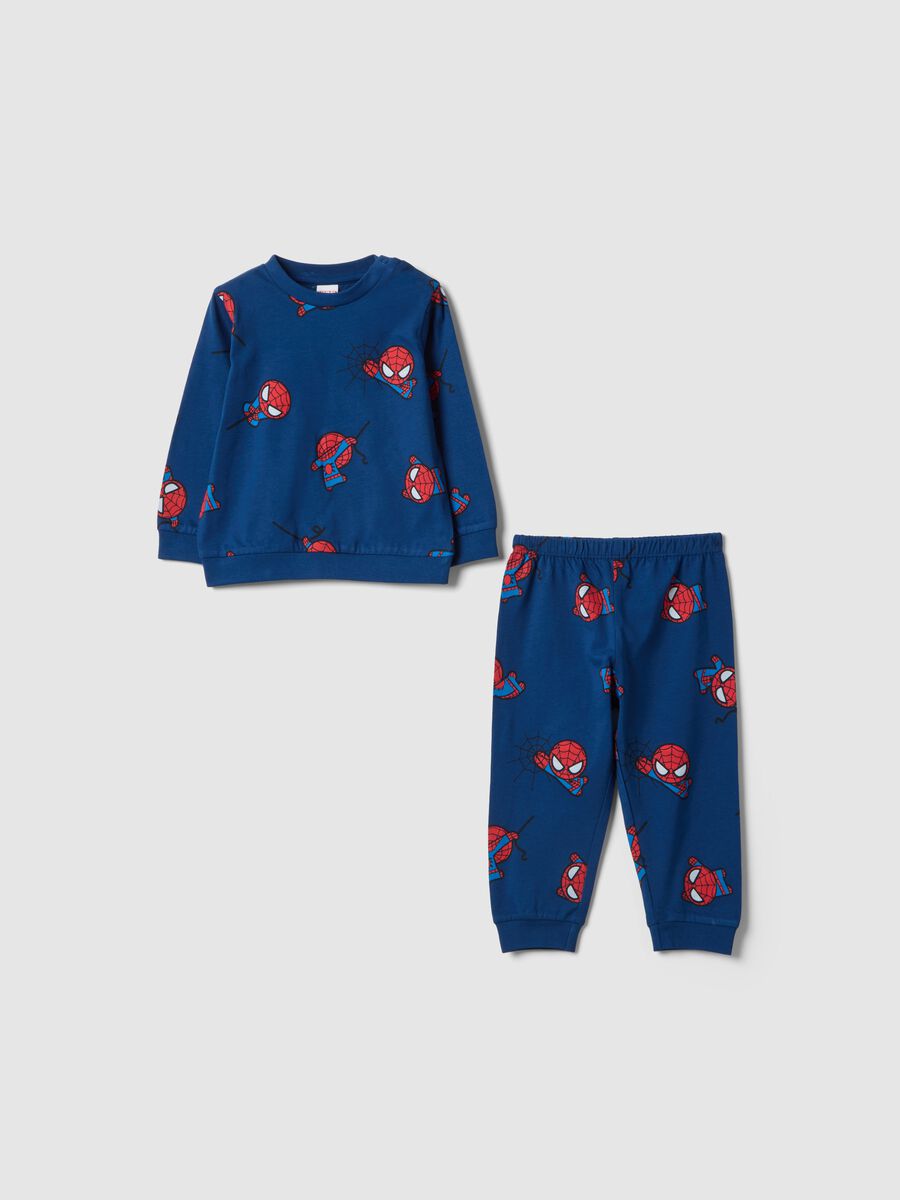 Newborn blue pure cotton pyjamas regular fit with Spider-Man prints_0
