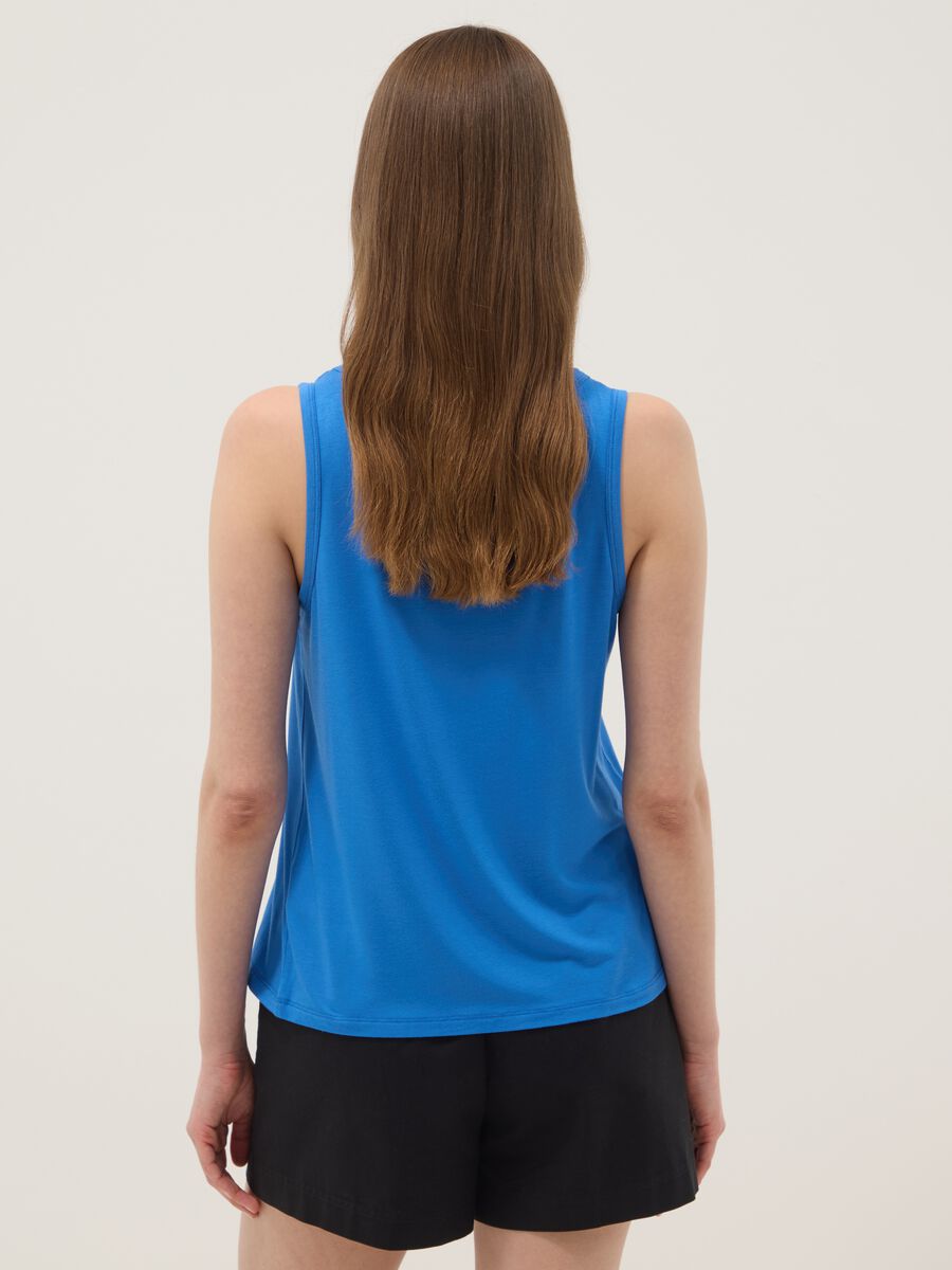 Blue stretch viscose top, regular fit_3