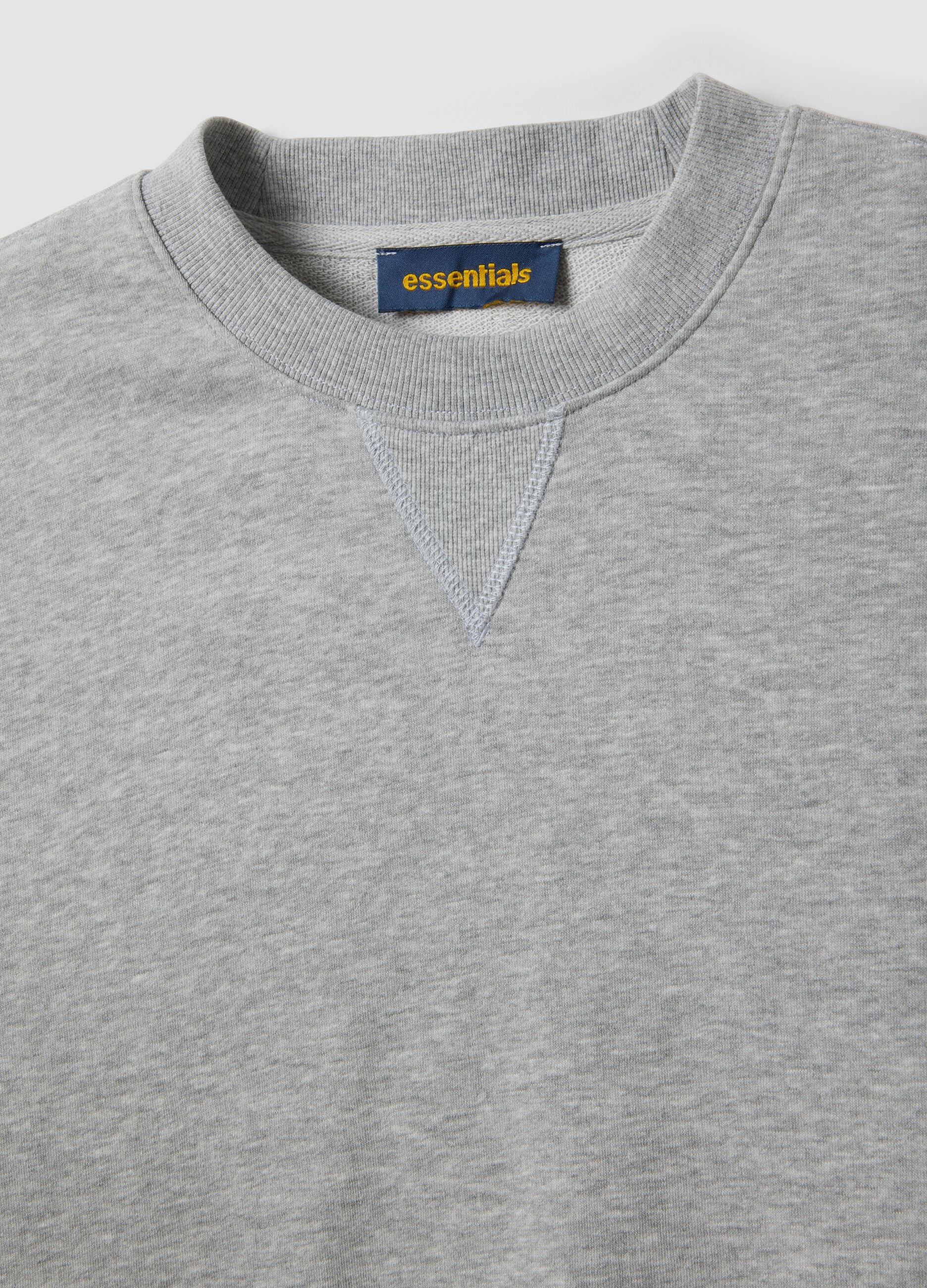 Grey crew-neck cotton-blend sweatshirt, regular fit