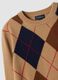 Beige pure wool jumper with jacquard crew neck_1