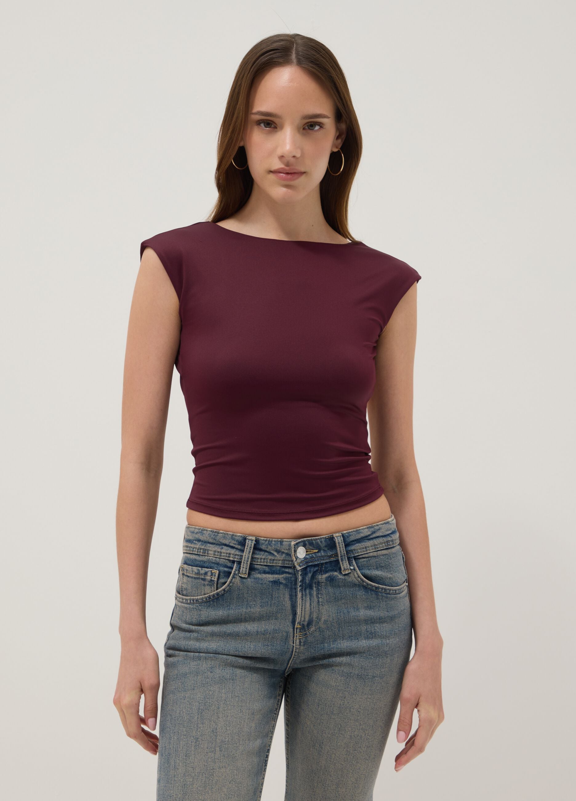 Purple stretch-fabric top