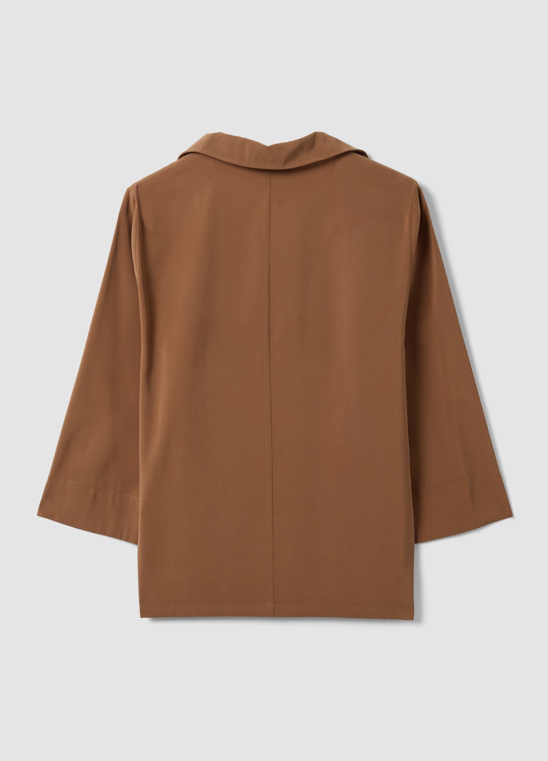 Beige viscose-blend shirt with classic collar