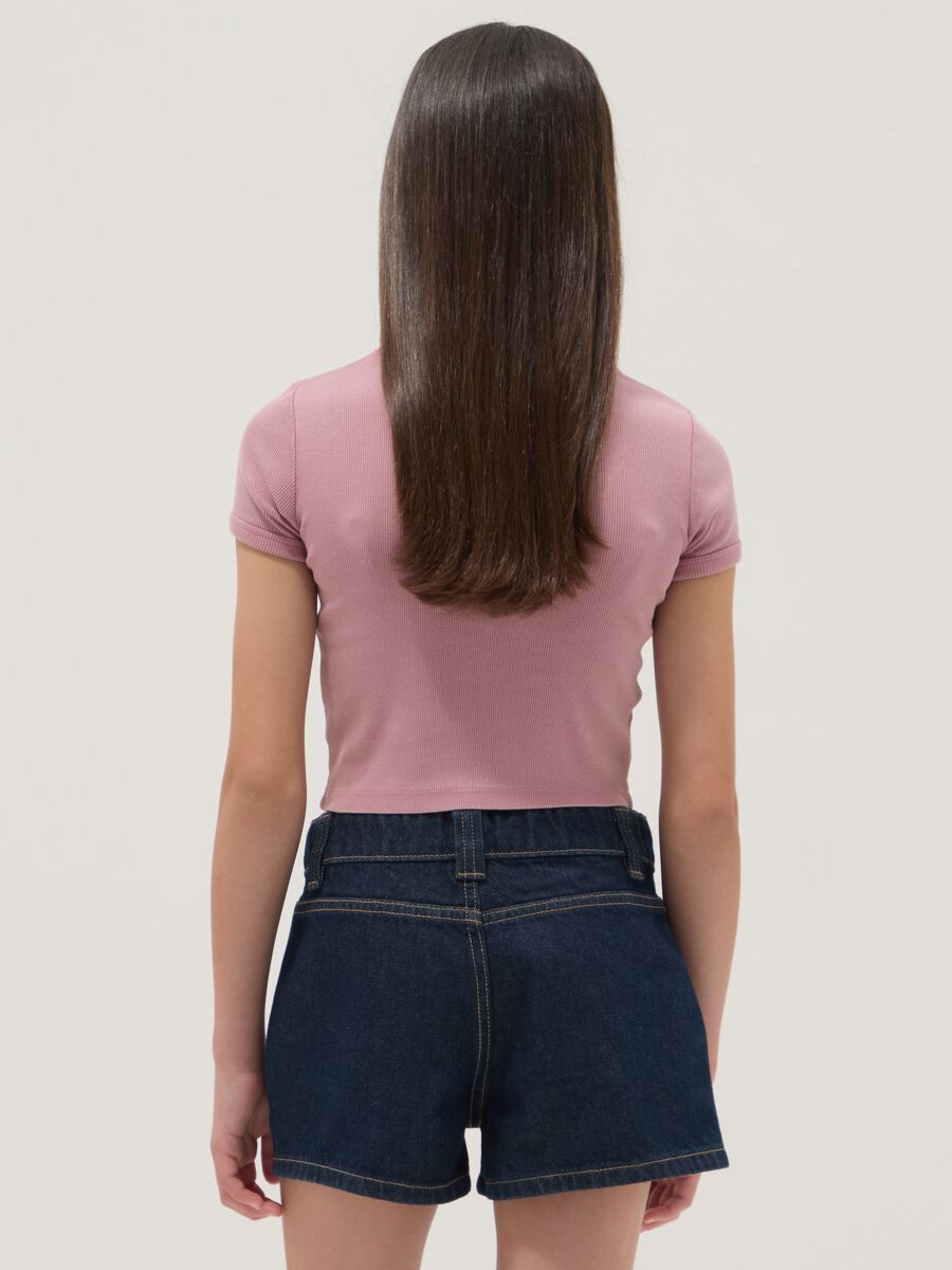 Pink short-sleeve stretch-cotton T-shirt_2
