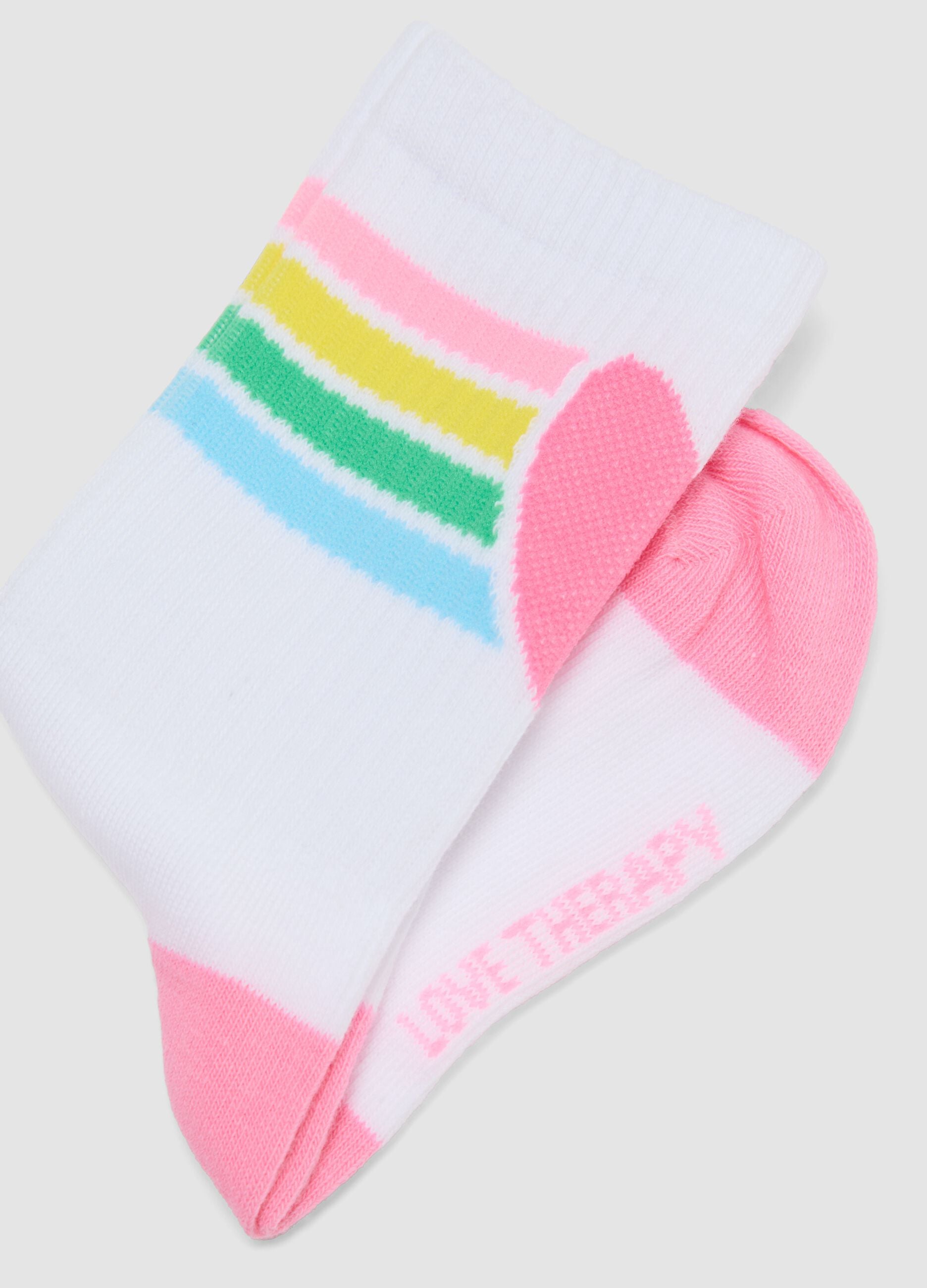 2-pack of pink and white short socks in stretch organic cotton with pattern