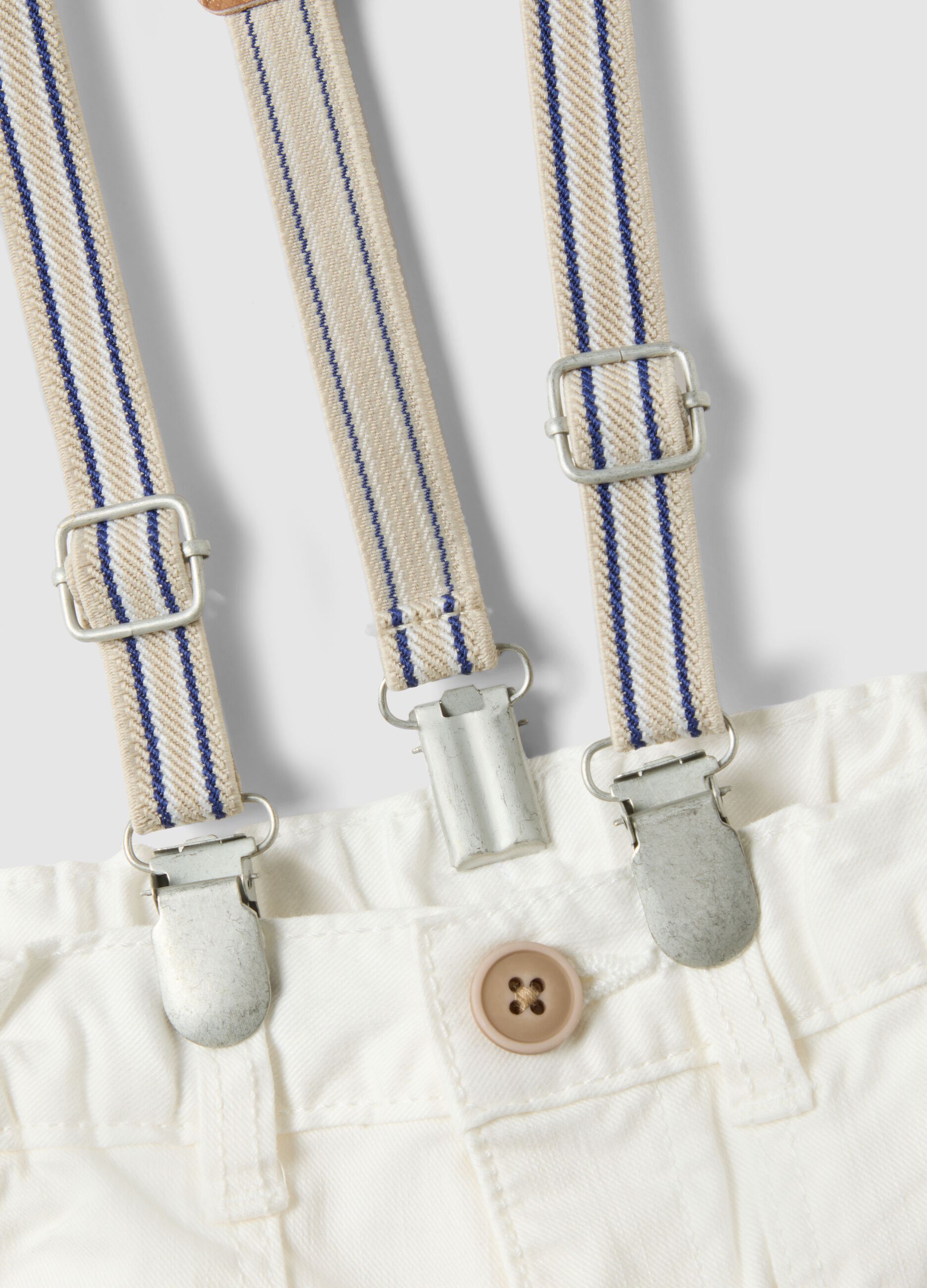 White stretch cotton regular fit trousers for boys