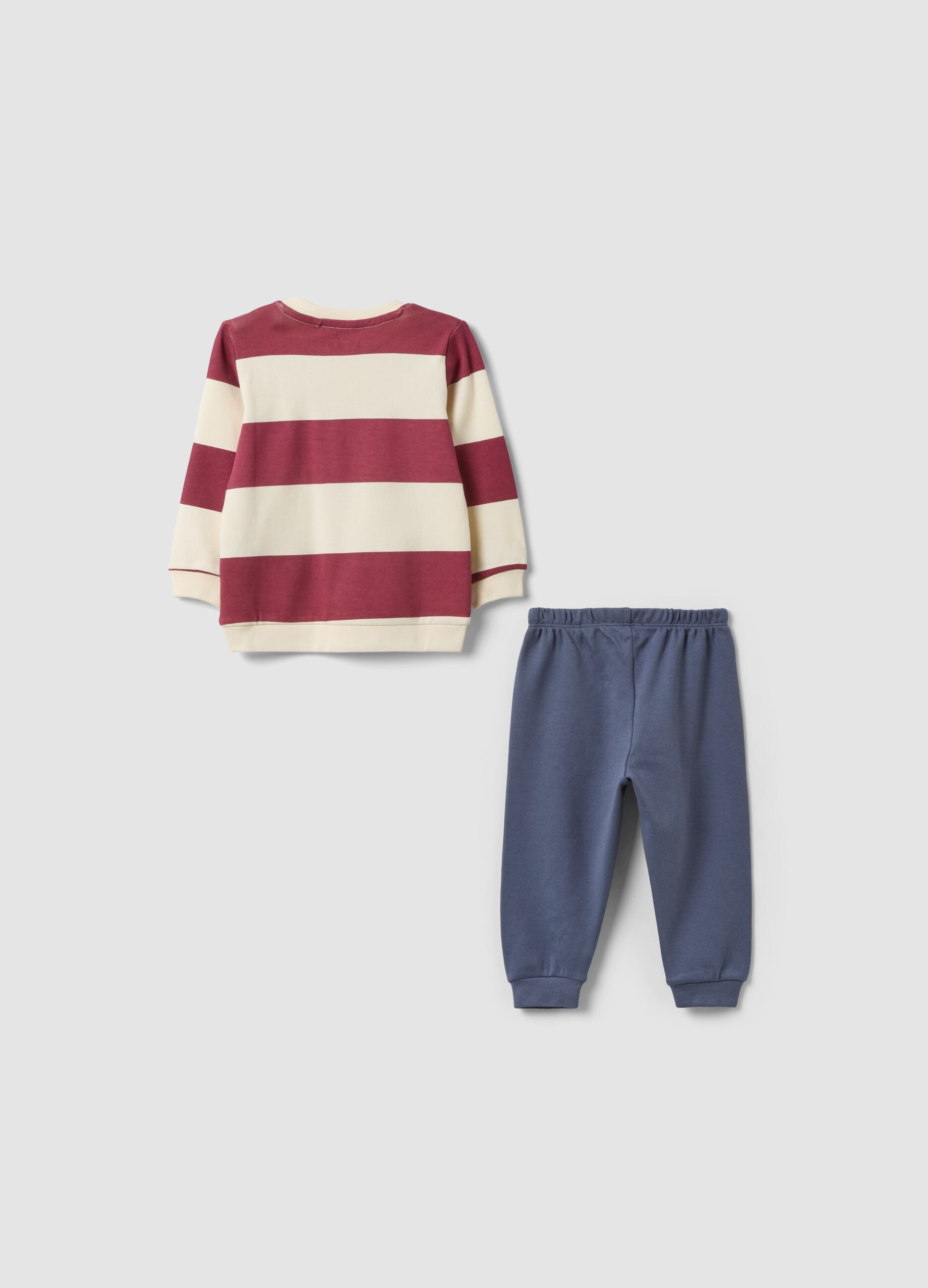 Multicolour organic cotton pyjamas with striped top for baby and toddler