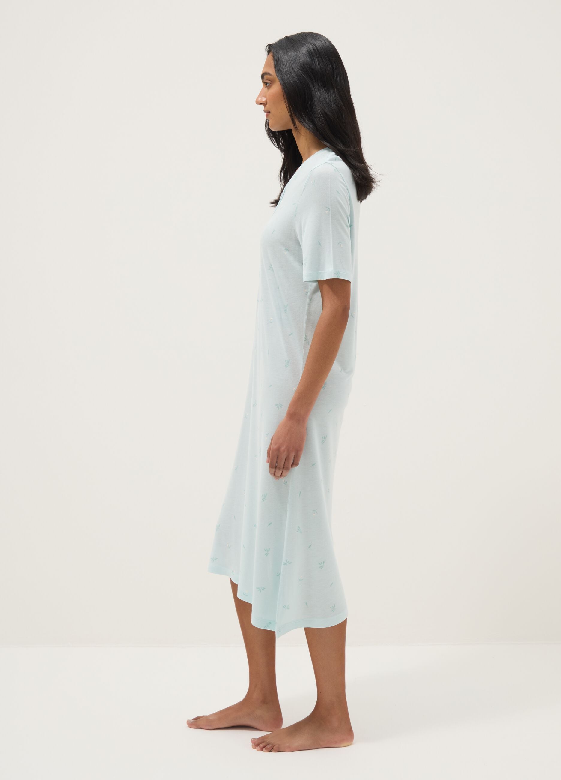 Blue pure viscose nightdress regular fit