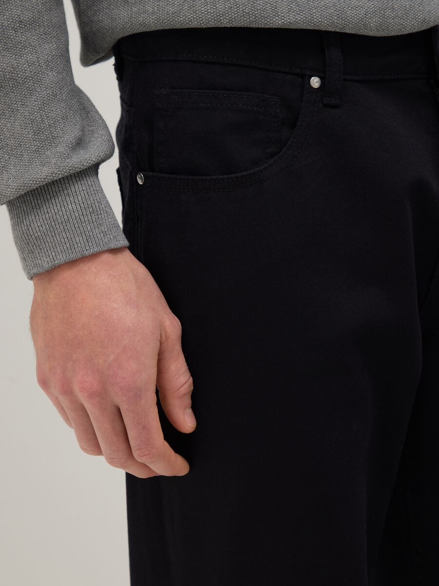 Regular fit black pure cotton trousers_4
