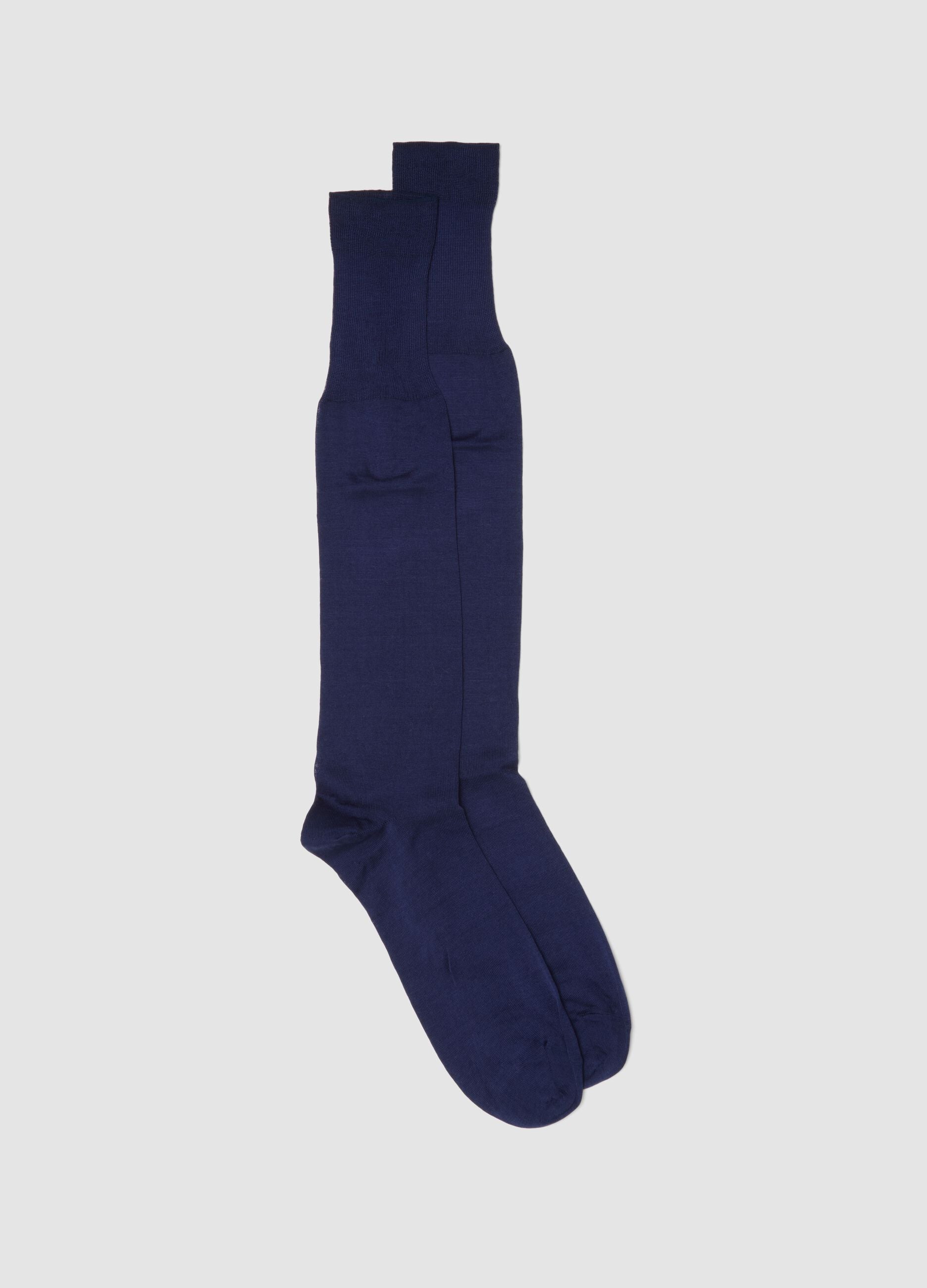 Navy long socks in pure cotton