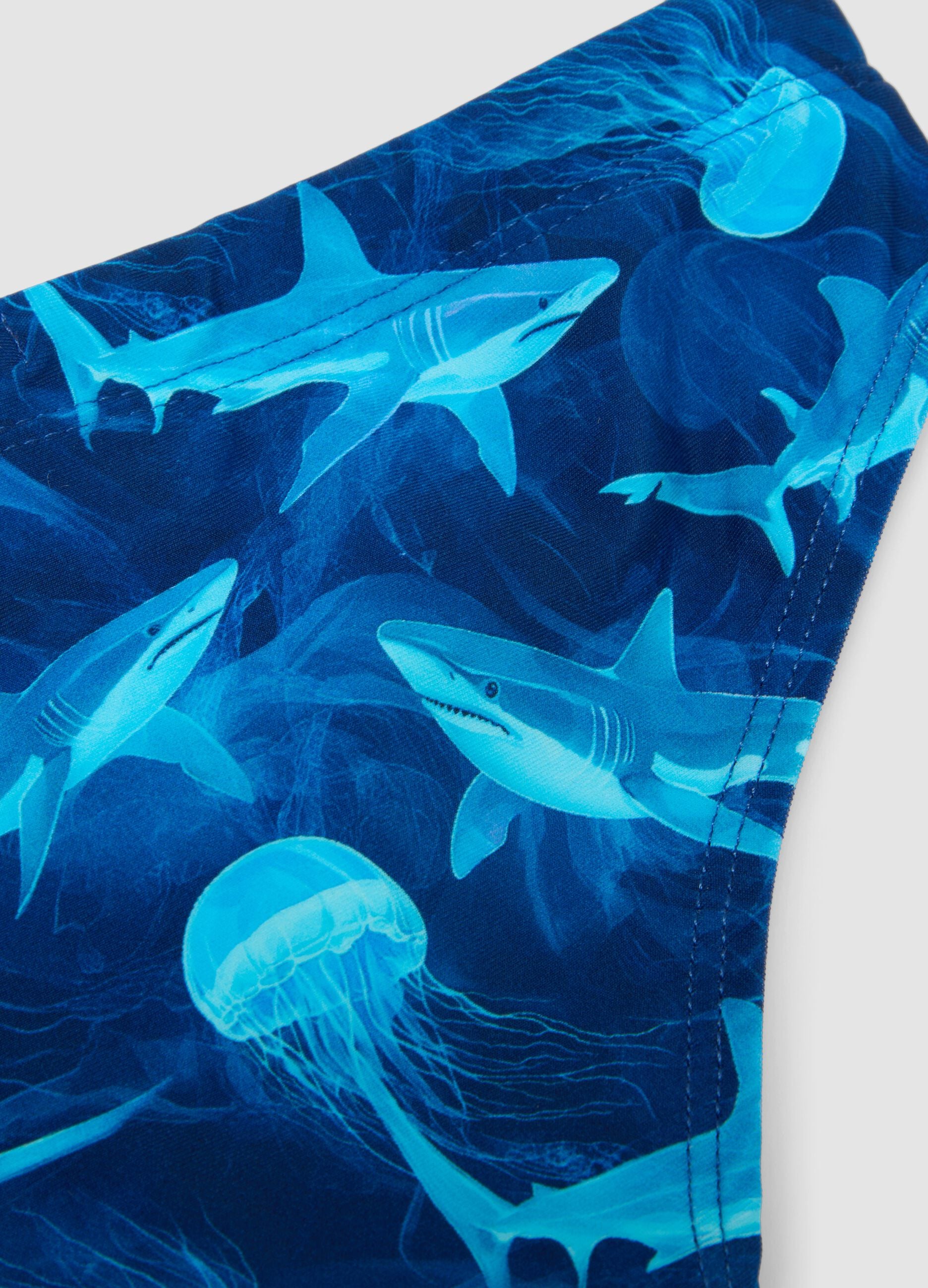 Blue stretch fabric swim briefs