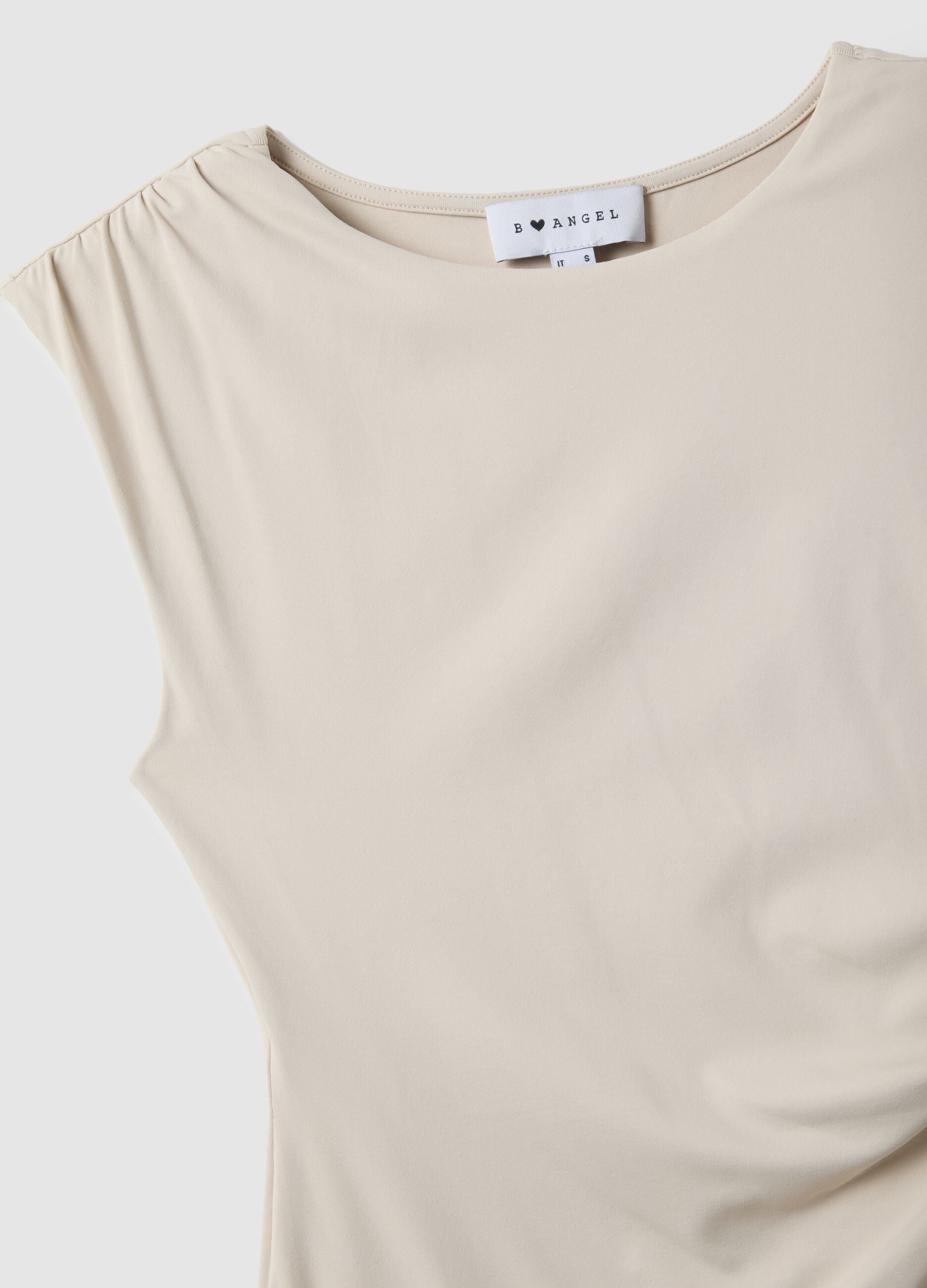 Beige stretch fabric bodysuit regular fit