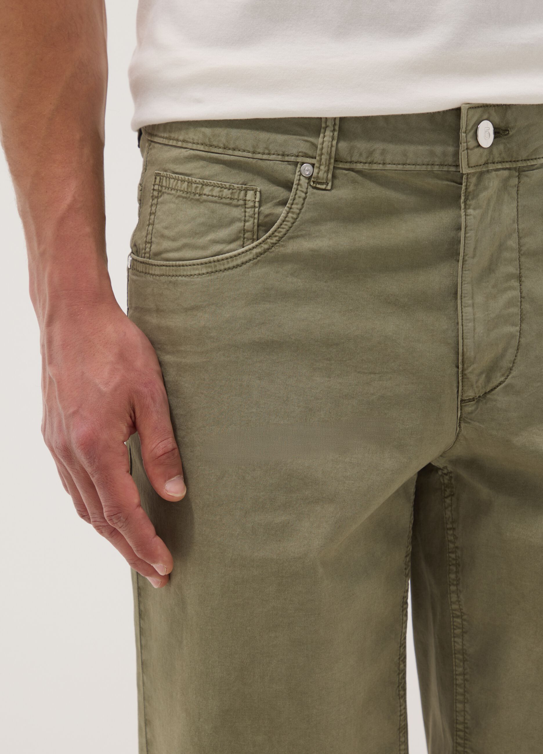 Green regular-fit stretch cotton Bermuda shorts