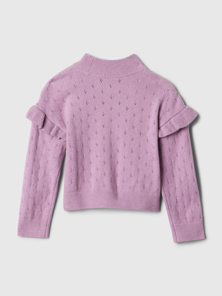 Pointelle pullover with mock neck with frills_1