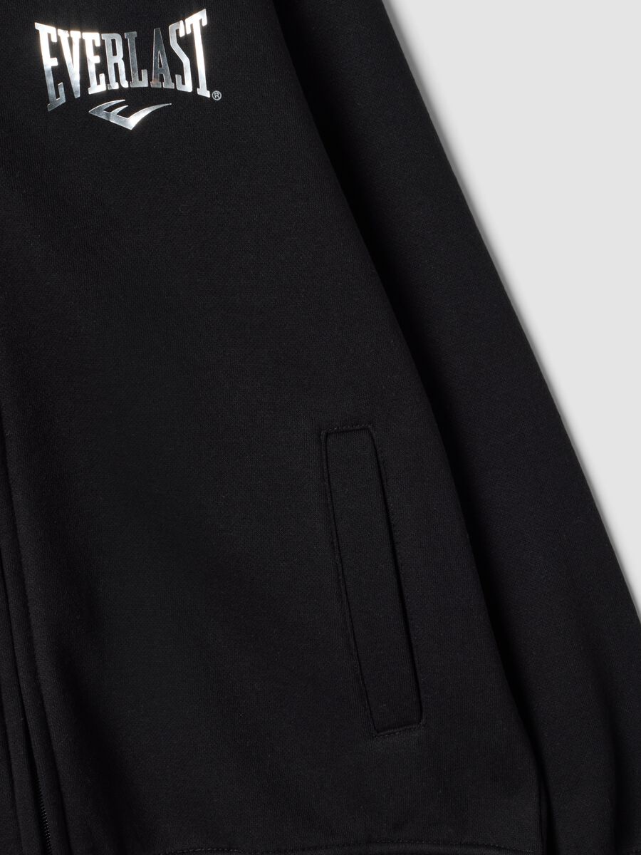 Girls&rsquo; black cotton-blend zip hoodie, regular fit_2
