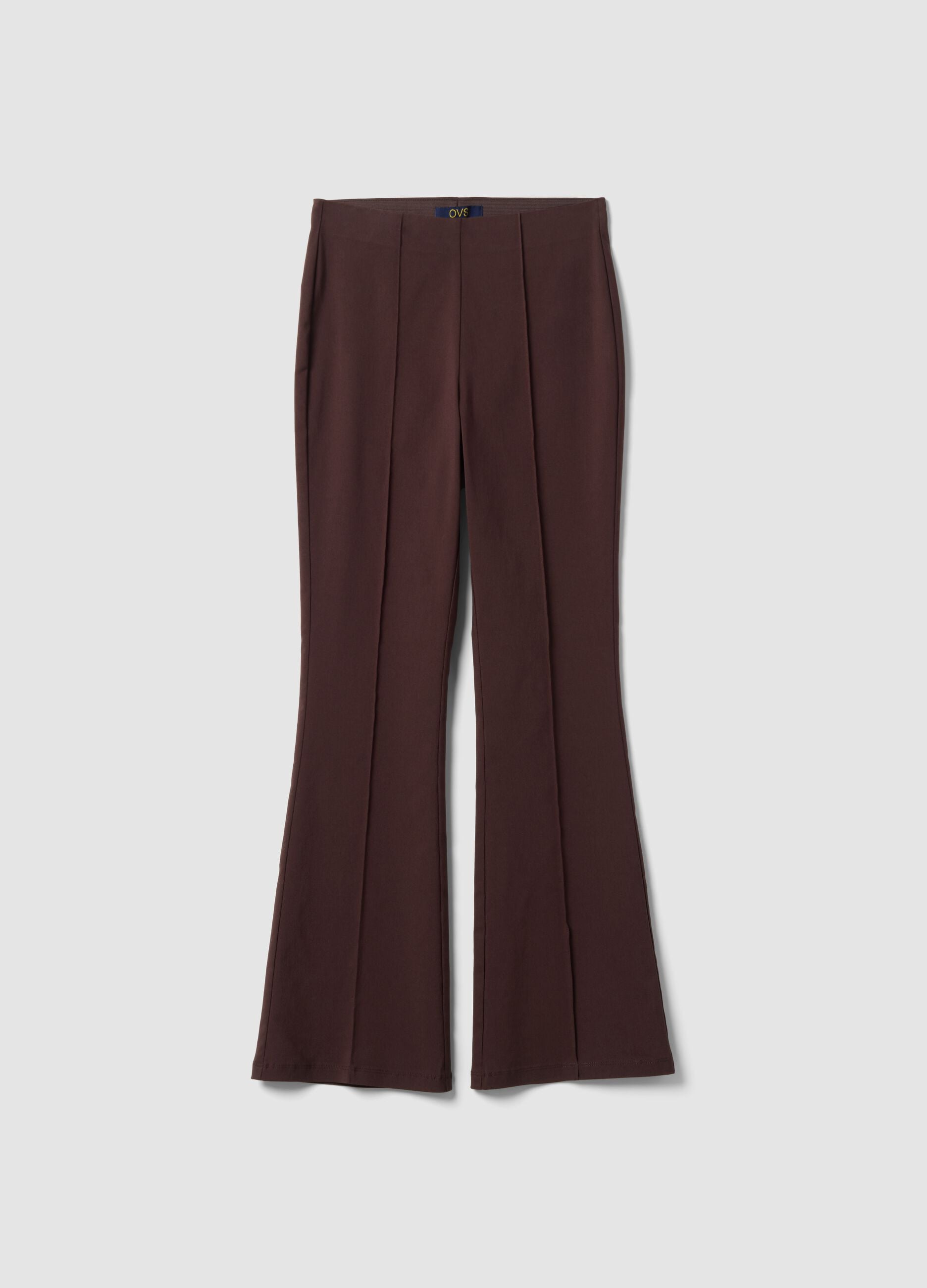 Brown stretch viscose flared leggings