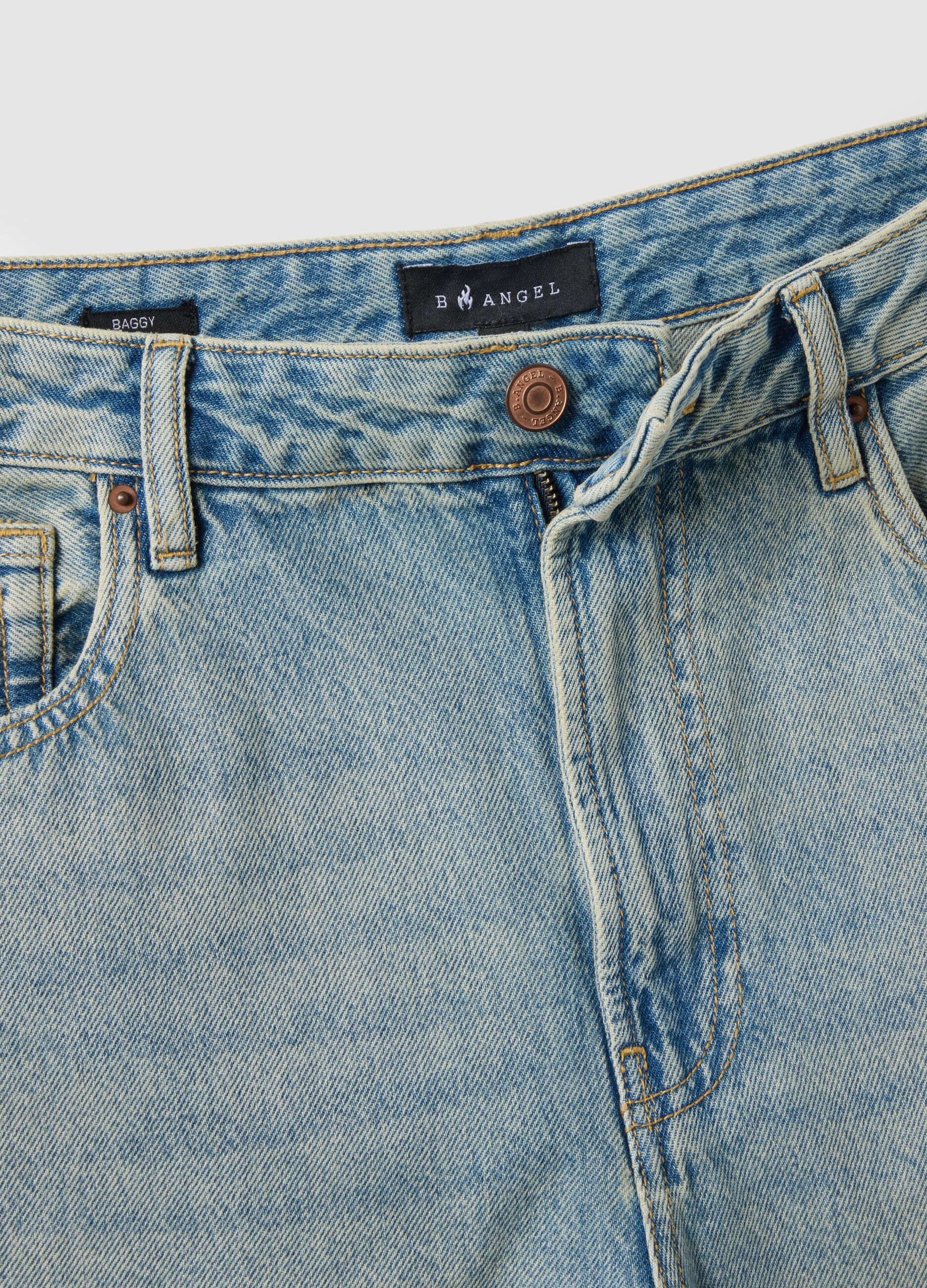 Blue baggy jeans in pure stretch cotton