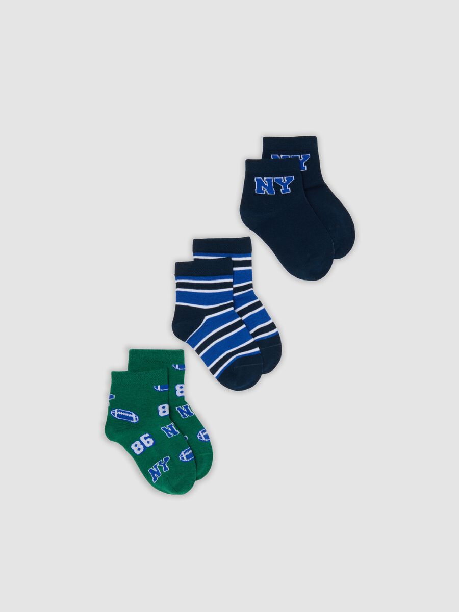3-pack of multicolour short socks in stretch organic cotton for boys_0