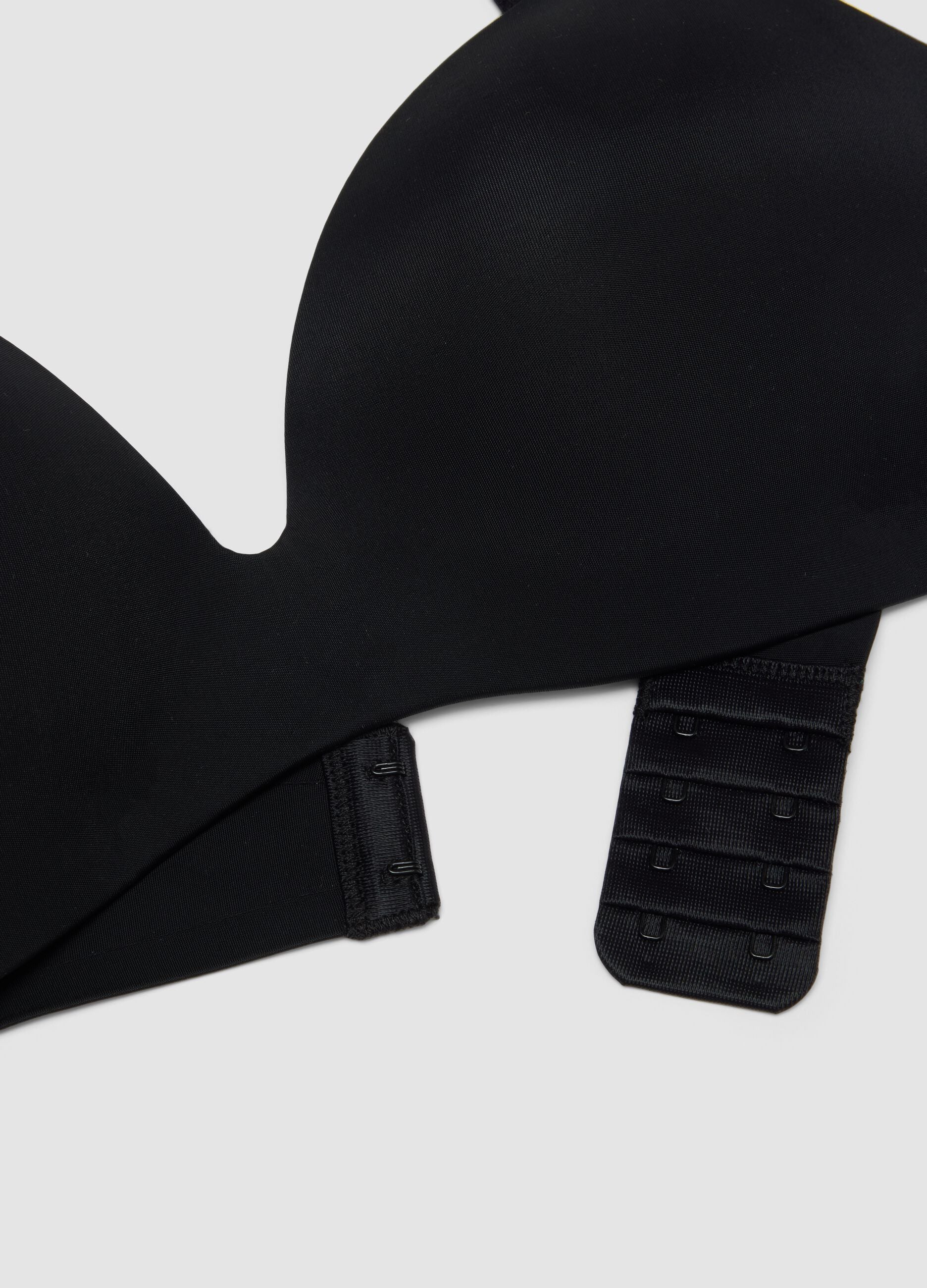 Black padded triangle bra in stretch fabric