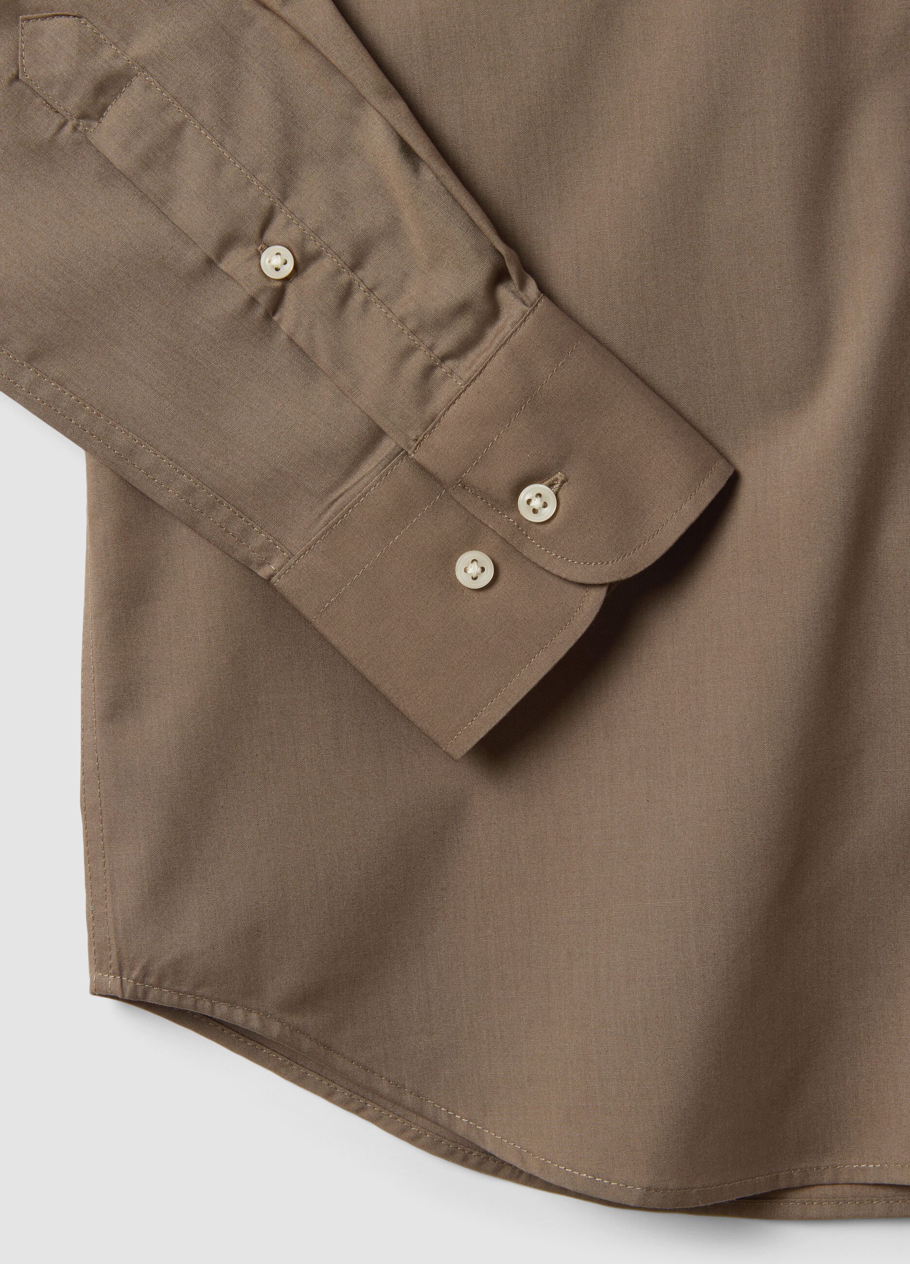 Brown regular-fit easy-iron button-down collar shirt