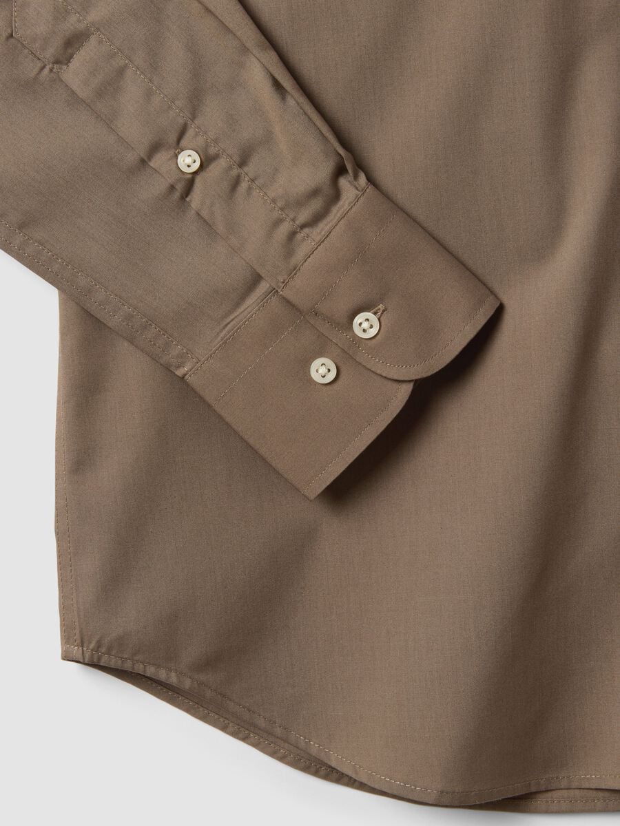 Brown regular-fit easy-iron button-down collar shirt_6