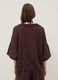 Short brown pure cotton kaftan with V-neck_3