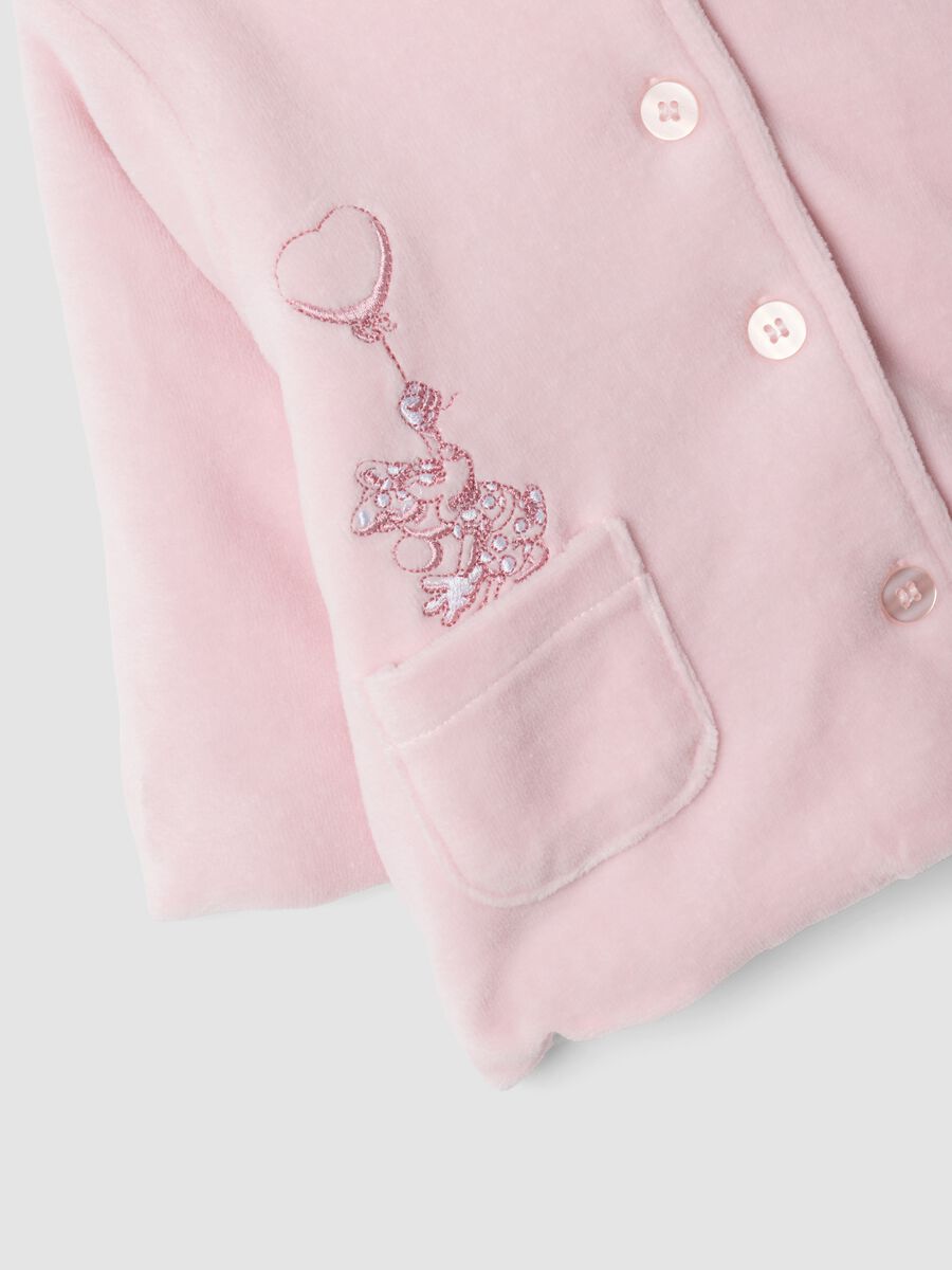 Pink hooded organic cotton-blend jacket with Minnie embroidery for baby girl_2