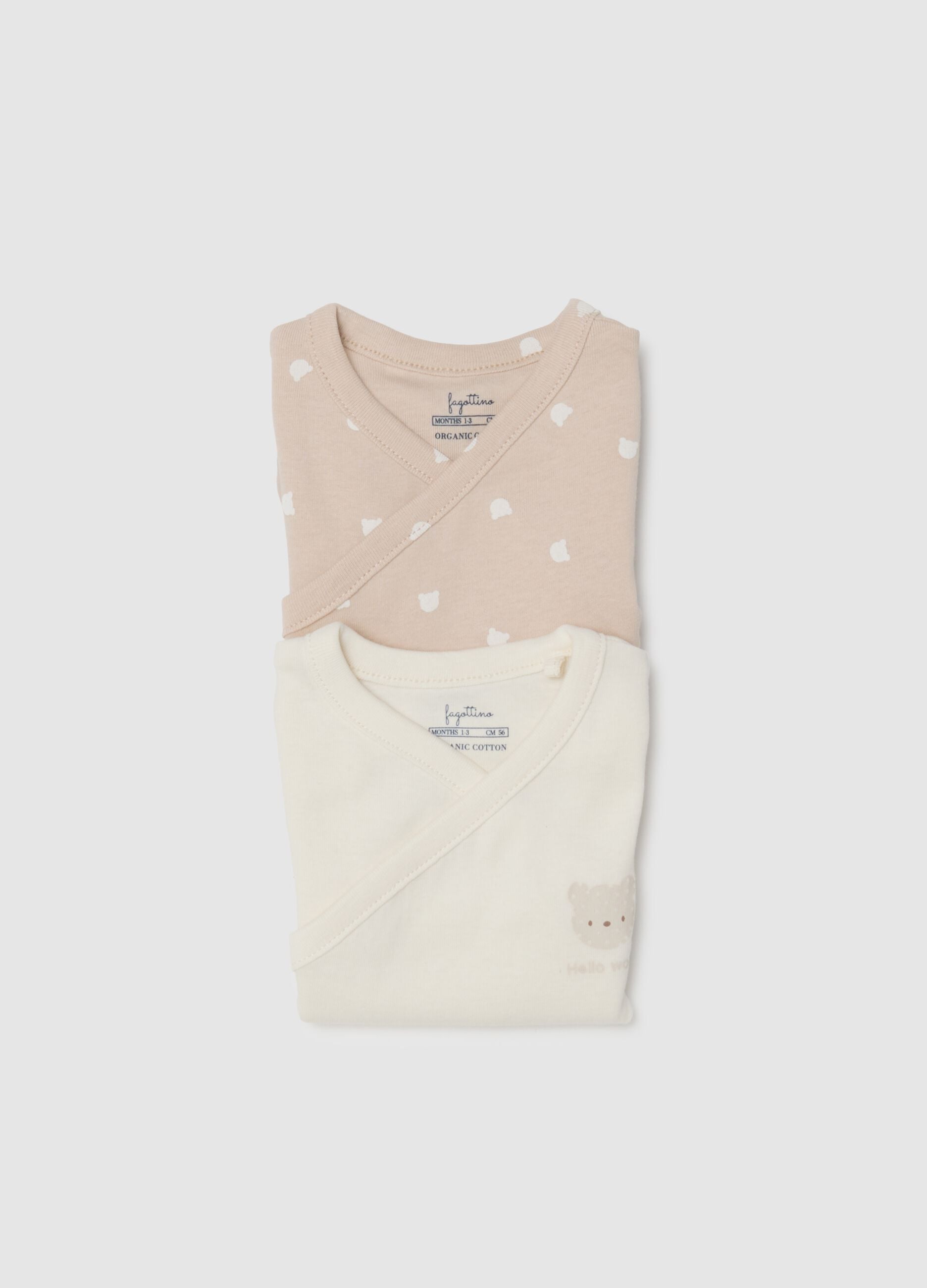 Multicolour pure cotton newborn bodysuit twin pack