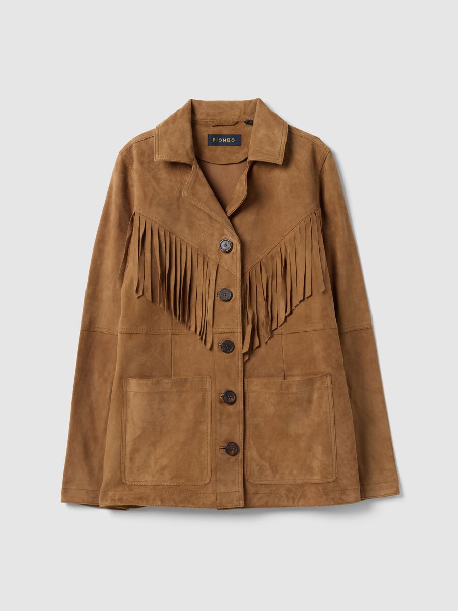 Brown genuine leather jacket regular fit with fringes_4