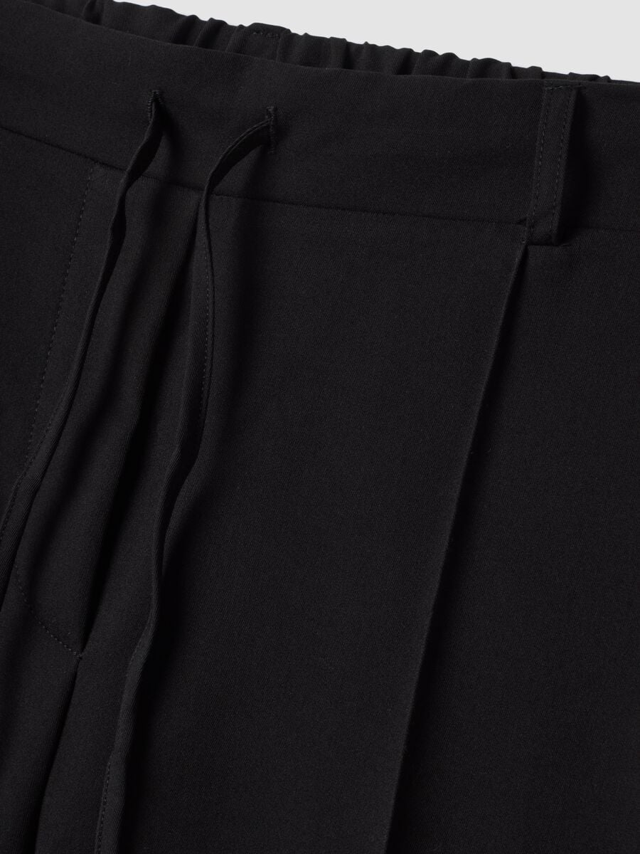 Black stretch viscose straight-fit trousers_1