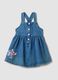 Blue denim cotton and viscose blend dress with Lilo & Stitch print for baby girl_0