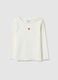 Girl's white long-sleeve t-shirt in regular fit cotton blend_0