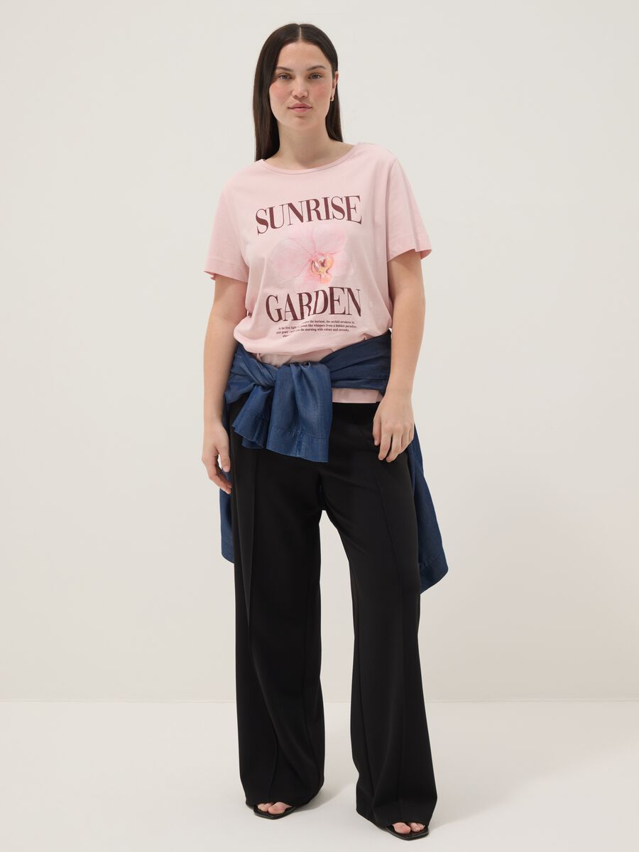 Pink pure cotton T-shirt with print, regular fit_1