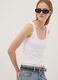 White fitted stretch-cotton tank top_0